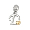 Brass European Dangle Charms, Heart Letter Large Hole Pendants, Platinum & Golden, Letter D, 25.5~30.5mm, Hole: 6mm
