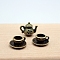 Alloy Teapot & Tea Cup Set Model, Micro Landscape Home Dollhouse Accessories, Pretending Prop Decorations, Antique Bronze, 14~16x7~13mm, 3pcs/set