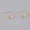 Brass Earring Hooks, Ear Wire, with Clear Cubic Zirconia and Horizontal Loop, Long-Lasting Plated, Real 14K Gold Plated, 16x13x3.5mm, Hole: 2mm, Pin: 0.8mm