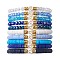 10Pcs Polymer Clay Disc & Glass & Brass Beaded Stretch Bracelets Set, Heart Stackable Bracelets, Deep Sky Blue, Inner Diameter: 2-1/8 inch(5.4cm)
