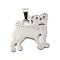 Non-Tarnish 304 Stainless Steel Pendants, Laser Cut, Dog Charm, Stainless Steel Color, 24.5x25x1mm, Hole: 5.5X3mm