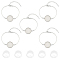 5Pcs 304 Stainless Steel Flat Round Cabochon Setting Bracelets, for Link Bracelet Making, with 5Pcs Transparent Glass Cabochons, Stainless Steel Color, Tray: 20mm, 5-1/4 inch(13.2cm)