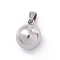 Non-Tarnish 201 Stainless Steel Pendants, Round Charms, Stainless Steel Color, 14.5x12mm, Hole: 3x7mm