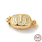 Rack Plating 925 Sterling Silver Micro Pave Clear Cubic Zirconia Bayonet Clasps, Oval, with 925 Stamp, Real 18K Gold Plated, 16x7.5x6mm, Hole: 1.5mm