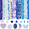Transparent Glass Beads, Mixed Styles, Mixed Shapes, Blue, 14x9x6.5mm, Hole: 1.2mm