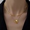 Stainless Steel Curved Bar Pendant Necklace with Heart Clasps, Golden, 31.50 inch(80cm)