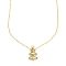 Brass Micro Pave Cubic Zirconia Pendant Necklaces for Christmas, Lead Free & Cadmium Free & Nickel Low, Christmas Tree, Green, Golden, 15.94 inch(40.5cm), 1.5mm