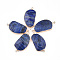 Electroplate Natural Lapis Lazuli Links Connectors, with Golden Iron Findings, Nuggets, 42~46x23.5x7~9mm, Hole: 1.8mm