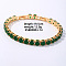 Hip-hop Brass Micro Cubic Zirconia Link Chain Bracelets for Men and Women, Dark Green, 7-5/8 inch(19.5cm)