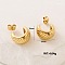 Stainless Steel C-Shaped Stud Earrings, Golden, 15x10mm
