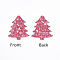 PU Leather Big Pendants, Christmas Theme, Christmas Tree, Cerise, 55x47x1.5mm, Hole: 1.4mm