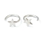 Brass Cuff Earrings, Long-Lasting Plated, Star, Platinum, 15x14x1.5mm