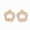 Brass Micro Pave Cubic Zirconia Pendants, Nickel Free, Flower, Real 18K Gold Plated, 16.5x15x1.5mm, Hole: 1mm