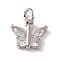 Brass Micro Pave Cubic Zirconia Charms, Cadmium Free & Lead Free, with Jump Rings, Butterfly Charms, Platinum, 9.5x11x3mm, Hole: 3.4mm