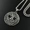 Stylish Punk Stainless Steel Hollow Tree of Life Pendant Necklaces for Men, Stainless Steel Color