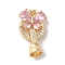 Brass Micro Pave Cubic Zirconia Fold Over Clasps, Nickel Free, with Glass, Butterfly, Pearl Pink, 22mm, Hole: 4.2mm