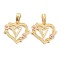 Real 18K Gold Plated Brass  Pendants, Heart with Alphabet, Letter.V, 18x20x3mm, Hole: 6.5x3mm