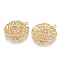 Brass Filigree Pendants, Flat Round, Nickel Free, Real 18K Gold Plated, 23x20x2mm, Hole: 1mm