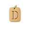 304 Stainless Steel Charms, with Jump Ring, Golden, Rectangle with Letter Charm, Letter D, 12.5x9.5x1.5mm, Hole: 3mm