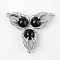Eagle Claw Alloy Natural Dyed & Heated Black Agate Pendants, Platinum, 34~36x22~24x16mm, Hole: 5x8mm