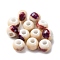 Handmade Porcelain Beads, Round, Dark Red, 6~7x5~6mm, Hole: 2mm