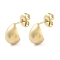 Ion Plating(IP) 304 Stainless Steel Stud Earrings, Teardrop, Real 14K Gold Plated, 10x8mm
