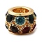 Rhinestone Brass Beads, Lead Free & Cadmium Free, Rack Plating, Large Hole Bead, Column, Golden, 17x23.5mm, Hole: 11.5mm