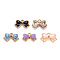 Alloy Enamel Pendants, Bowknot, Light Gold, Mixed Color, 10x16x2mm, Hole: 1.4mm