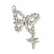 Alloy Pendants, Platinum Charms, Butterfly, 33.5x26.5x3mm, Hole: 1.8mm