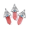 Cherry Quartz Glass Faceted Pointed Bullet Big Pendants, Rack Plating Brass Tree of Life Triangle Charms, Platinum, Lead Free & Cadmium Free, 56~57x26.5~27x16.5~17mm, Hole: 6x4mm