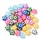 Handmade Lampwork Beads, Hand Drawn Beads, with Enamel, Star, Mixed Color, 13x13x6mm, Hole: 1mm