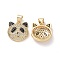 Brass Cubic Zirconia Pendants, Cadmium Free & Lead Free, Panda Head Charms, Real 18K Gold Plated, 16x15x4.5mm, Hole: 3.5x5mm