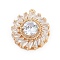 Brass Pendants, Flat Round Charms, with Glass, Real 18K Gold Plated, 20.5x18x6.5mm, Hole: 1.4mm