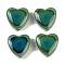 Two Tone Glass Mood Beads, Temperature Sensing Color Changing Beads, Heart, Green, 11.5x12x5.5mm, Hole: 1.2mm