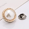Plastic Brooch, Alloy Pin, with Plastic Bead, for Garment Accessories, Round, White, 25mm