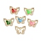 Rack Plating Brass Micro Pave Clear Cubic Zirconia Pendants, with Enamel, Long-Lasting Plated, Lead Free & Cadmium Free, Real 18K Gold Plated, Butterfky, Mixed Color, 15x19.5x3mm, Hole: 1.4mm