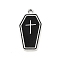 Alloy Enamel Pendants, Platinum, Coffin Charm, Cross Pattern, 13x1mm, Hole: 2mm