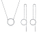 925 Sterling Silver Micro Pave Clear Cubic Zirconia Ring Pendant Necklace & Ear Threads Sets for Women, Platinum, Necklaces: 15.75 inch(40cm)
