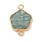Natural Amazonite Flower Connector Charms, Brass 5 Petal Flower Links, Golden, 24.5x17x3.3mm, Hole: 2.4mm