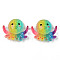 Resin Cabochons, with Glitter, Octopus, Gradient Ramp, Turquoise, 24x27x9mm
