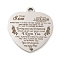 Non-Tarnish 201 Stainless Steel Pendants, Family Theme Message Charms, Heart with Word Charms, Stainless Steel Color, 30.5x29x2mm, Hole: 3mm