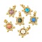 Brass Pendants Micro Pave Cubic Zirconia with Synthetic Opal, with Jump Rings, Cadmium Free & Lead Free, Real 18K Gold Plated, Turtle, Mixed Color, 23x15x3mm, Hole: 3.5mm