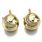 Brass Micro Pave Cubic Zirconia Pendants, with Jump Rings, Nickel Free, Round with Moon, Real 16K Gold Plated, Clear, 15x14x12mm, Jump Ring: 5x0.7mm, Inner Diameter: 3mm