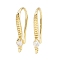 Brass Micro Pave Cubic Zirconia Earring Hooks, with Horizontal Loop, Long-Lasting Plated, Cadmium Free & Lead Free, Real 18K Gold Plated, 20x3x8mm, Hole: 1.6mm, Pin: 1mm