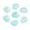 Transparent Spray Painted Glass Pendants, Imitation Jade Pendants, Petal, Pale Turquoise, 15x18x4mm, Hole: 1mm
