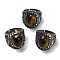 Natural Tiger Eye Oval Adjustable Rings, Lead Free & Cadmium Free, Red Copper Plated Brass Finger Rings for Women Men, 24.4mm, Inner Diameter: 19.2mm