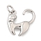 Brass Charms, Long-Lasting Plated, Lead Free & Cadmium Free, Rack Plating, with Jump Ring, Platinum, Cat Shape, 14x14.5x4.5mm, Hole: 3mm
