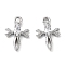 Rack Plating Brass Micro Pave Cubic Zirconia Pendants, Corss Charm, Real Platinum Plated, 12x8x3mm, Hole: 1.2mm