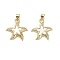 Brass Micro Pave Cubic Zirconia Pendants, Star, with Shell, Real 18K Gold Plated, 20x19x3mm, Hole: 3.5x4mm