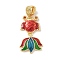Brass Enamel Pendants, Fish Charms, Golden, Red, 30.5x28x4mm, Hole: 7x3mm